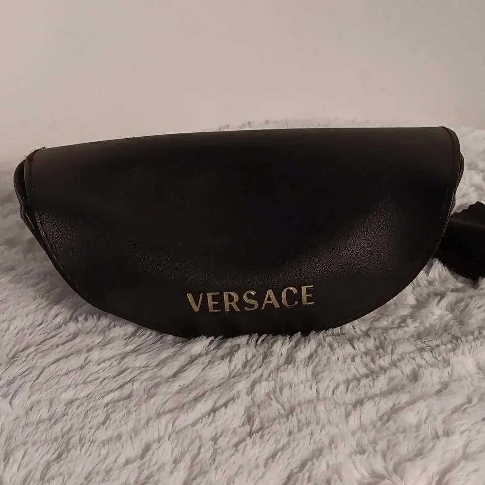 Versace Black Leather Glasses Case